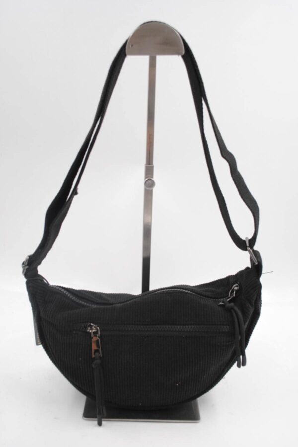 Sac banane effet velours côtelé noir – Image 3