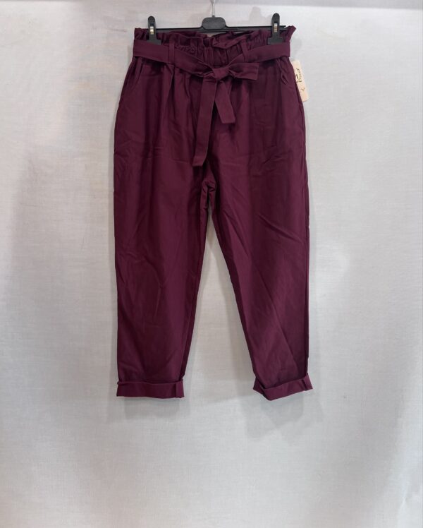 Pantalon grande taille  carotte bordeaux stretch