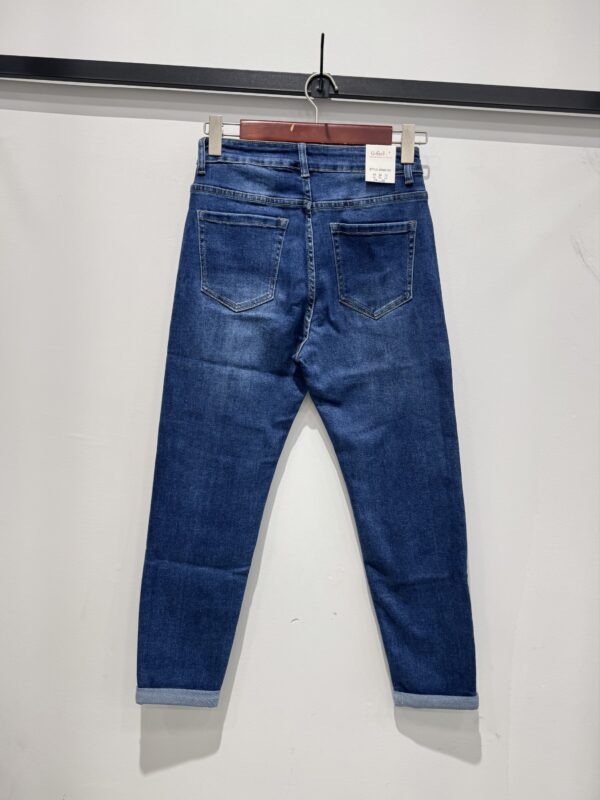 Jeans bleu stretch motifs noirs – Image 3