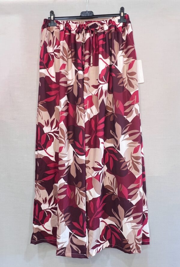 Pantalon grande taille feuille bordeaux camel