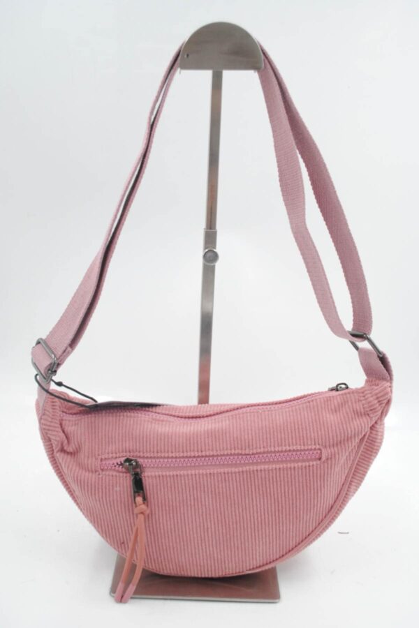 Sac banane effet velours côtelé rose – Image 3