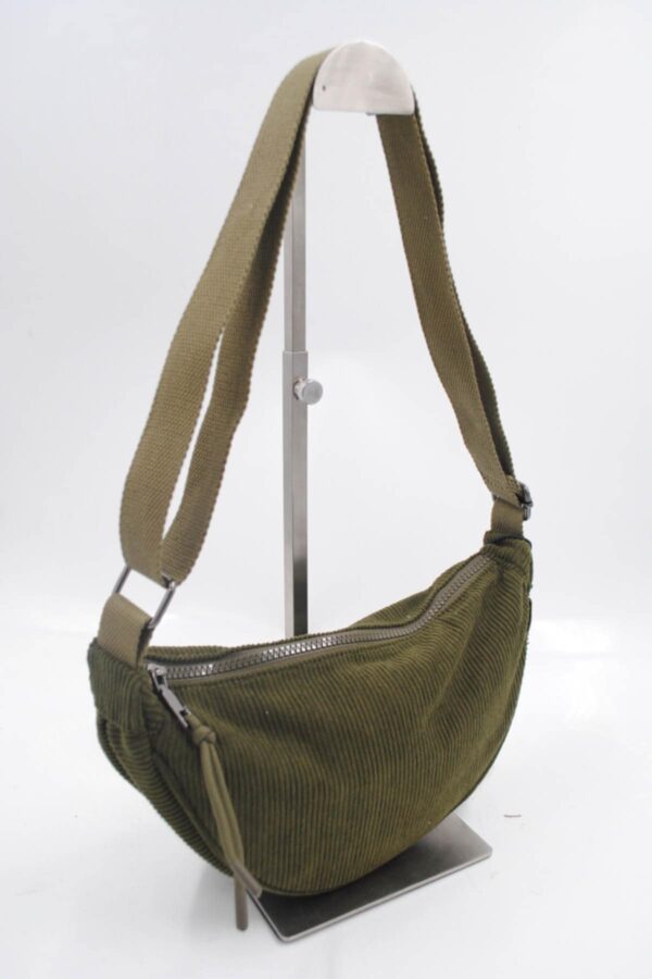 Sac banane effet velours côtelé kaki – Image 3