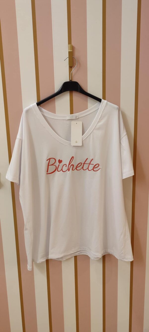 Tee-shirt grande taille bichette blanc terracotta