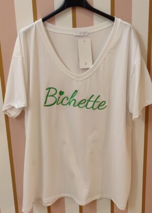 Tee-shirt grande taille bichette blanc vert