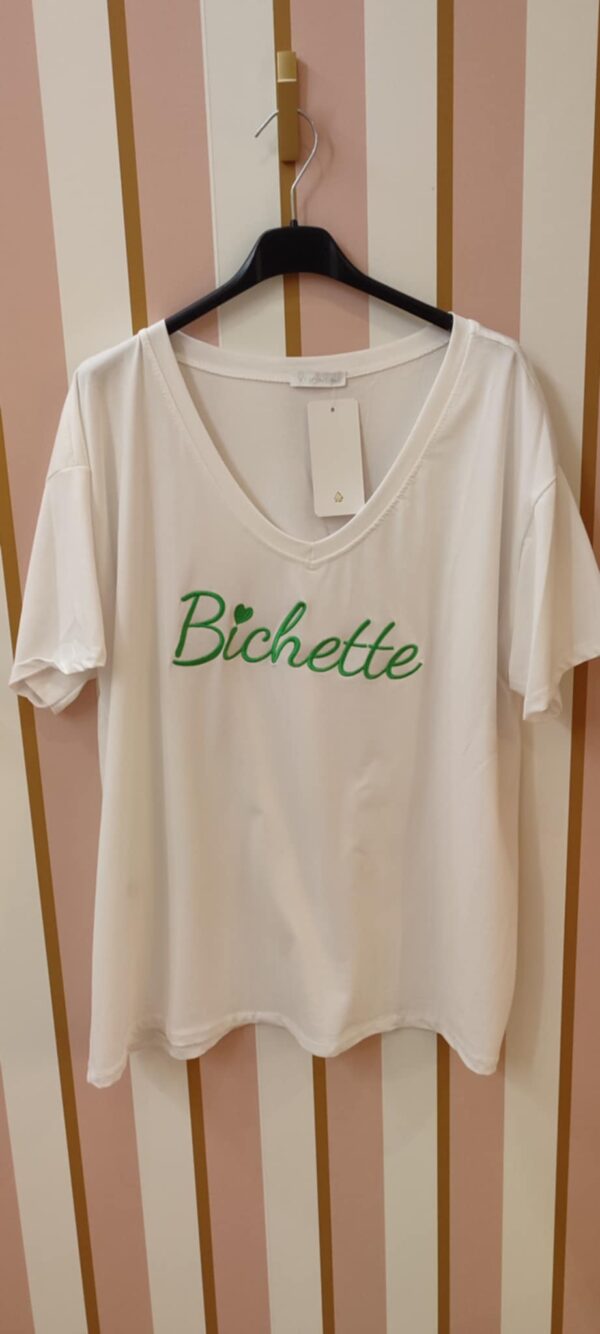 Tee-shirt grande taille bichette blanc vert