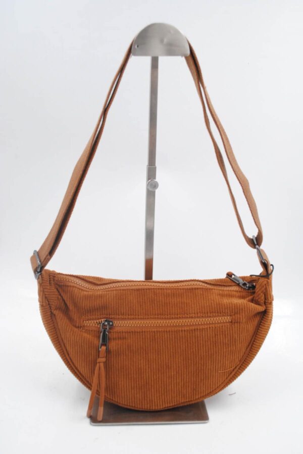 Sac banane effet velours côtelé marron – Image 3