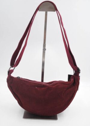 Sac banane effet velours côtelé bordeaux