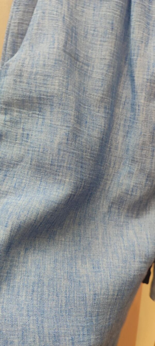 Bermuda lin bleu jeans avec ceinture élastique – Image 2