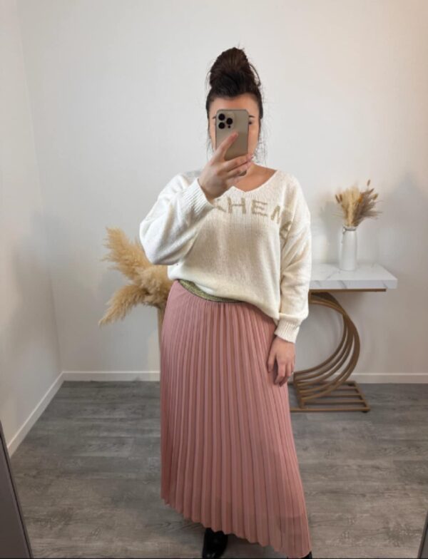 Jupe grande taille plissée élastique à la taille rose poudré