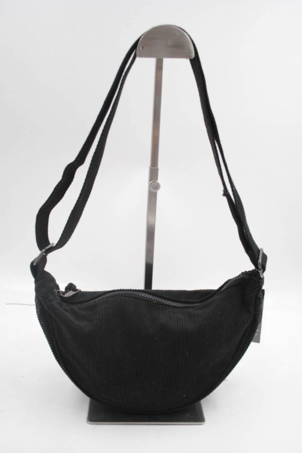 Sac banane effet velours côtelé noir