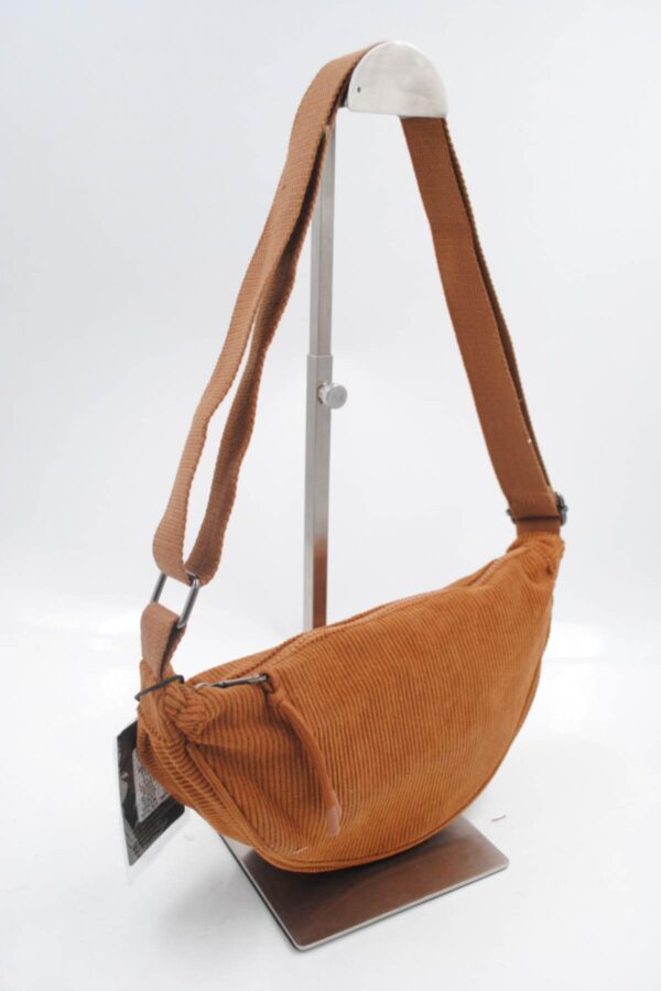Sac banane effet velours côtelé marron – Image 2