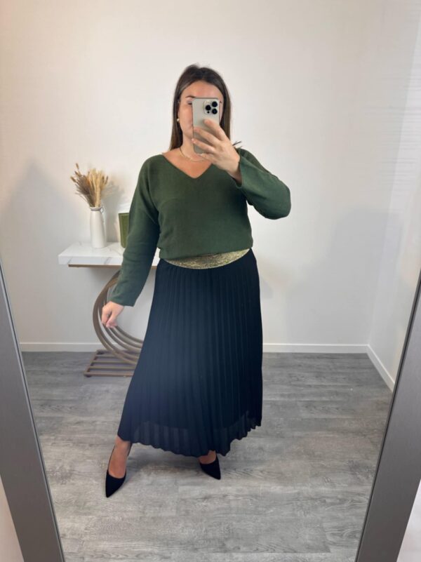 Jupe grande taille plissée élastique à la taille noir