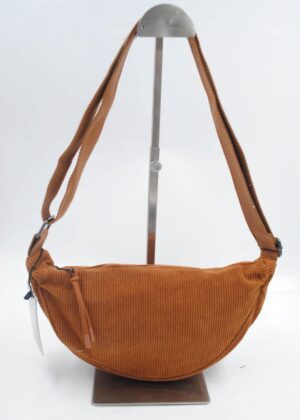 Sac banane effet velours côtelé marron