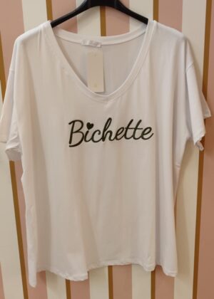 Tee-shirt grande taille bichette blanc et kaki