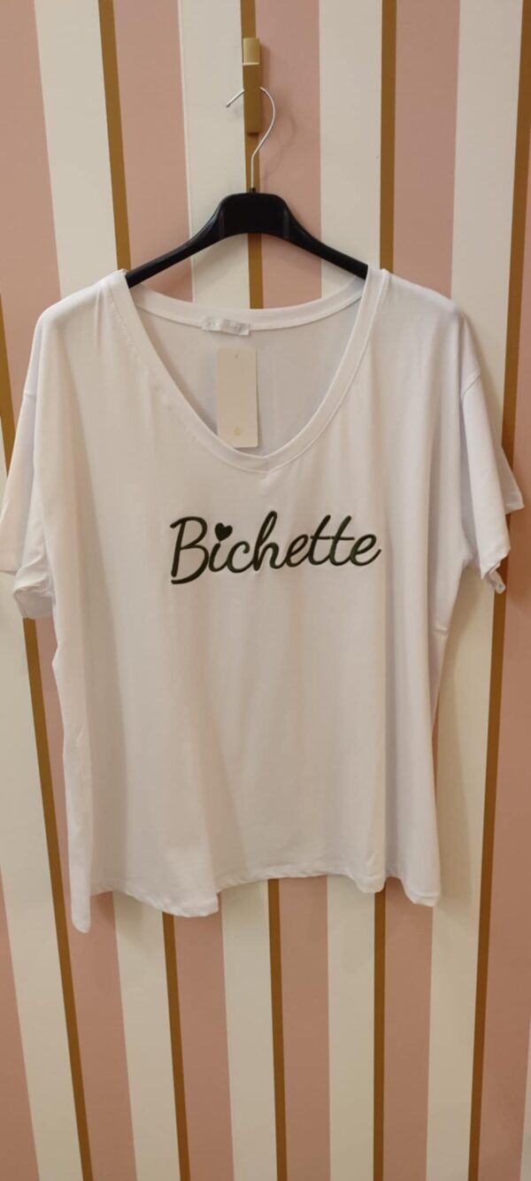 Tee-shirt grande taille bichette blanc et kaki