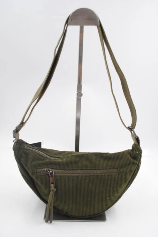 Sac banane effet velours côtelé kaki – Image 2