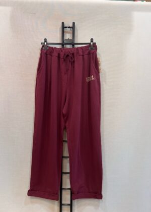 Pantalon grande taille bichette jogging bordeaux