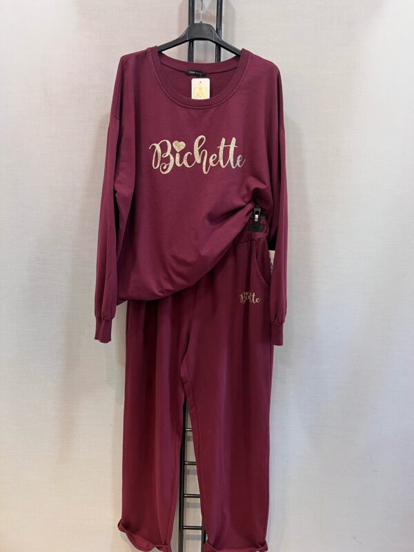 Pantalon grande taille bichette jogging bordeaux – Image 3