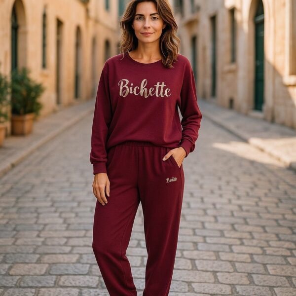 Pantalon grande taille bichette jogging bordeaux – Image 2