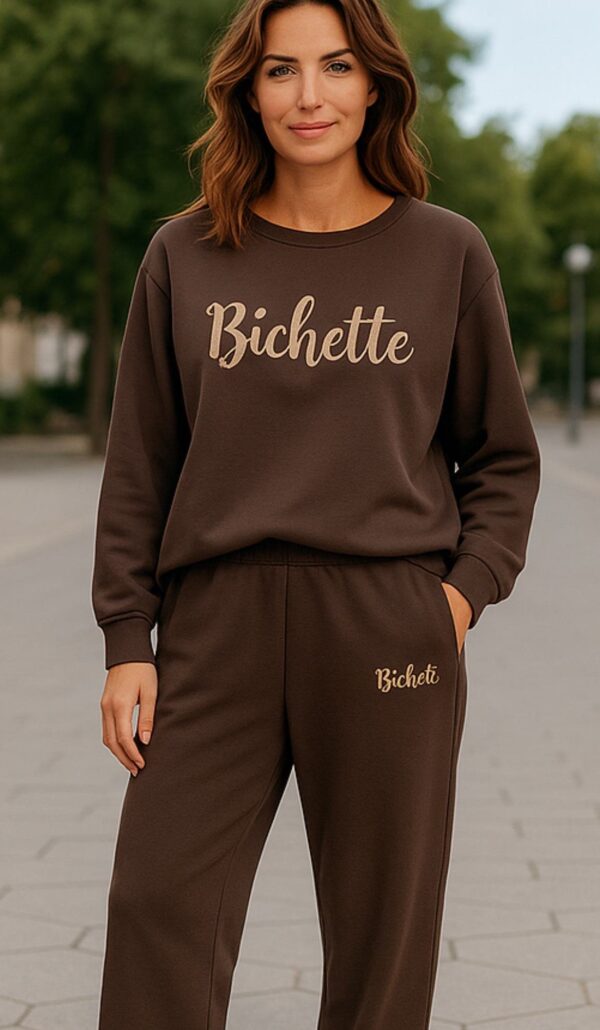 Pantalon grande taille bichette jogging marron – Image 2