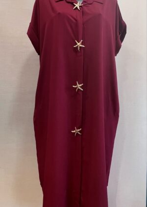 Robe grande taille bordeaux 38/48 broches boutons étoiles