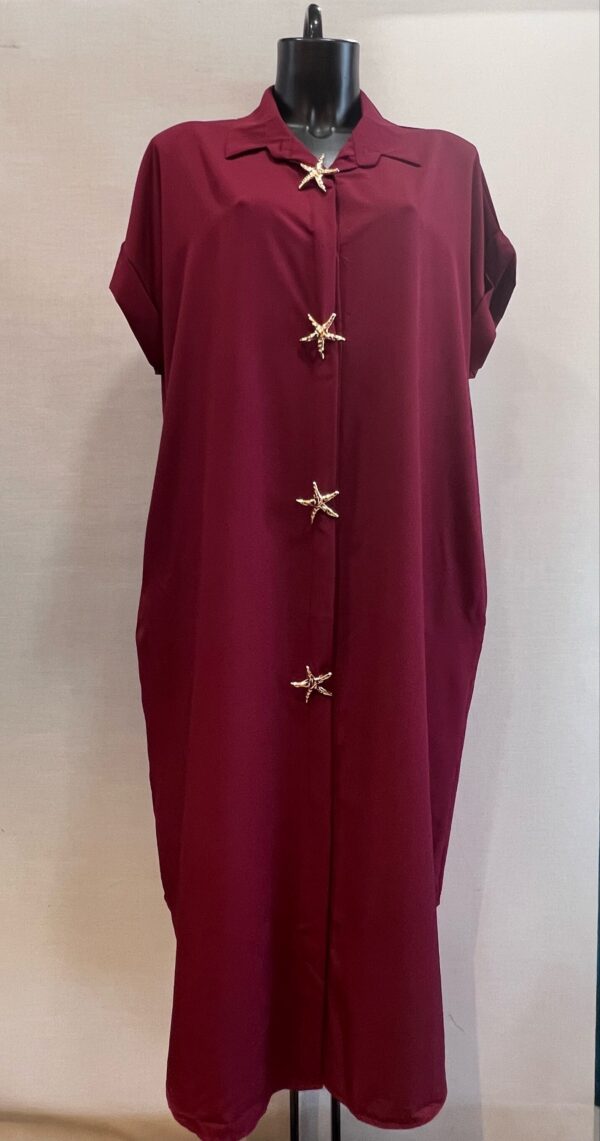 Robe grande taille bordeaux 38/48 broches boutons étoiles