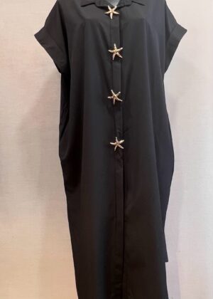 Robe grande taille noir 38/48 broches boutons étoiles