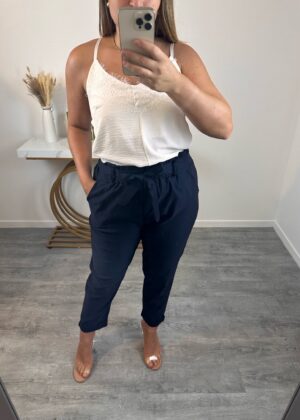 Pantalon carotte bleu marine stretch