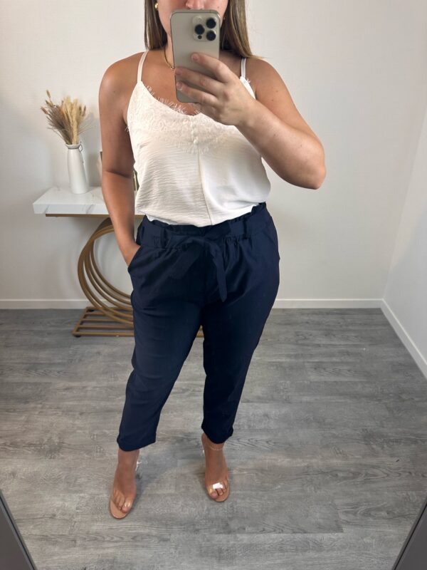 Pantalon carotte bleu marine stretch