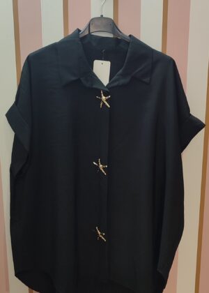 Chemisier grande taille noir étoile fluide 42/48