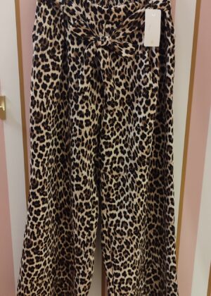 Pantalon fluide palazzo imprimé animal léopard
