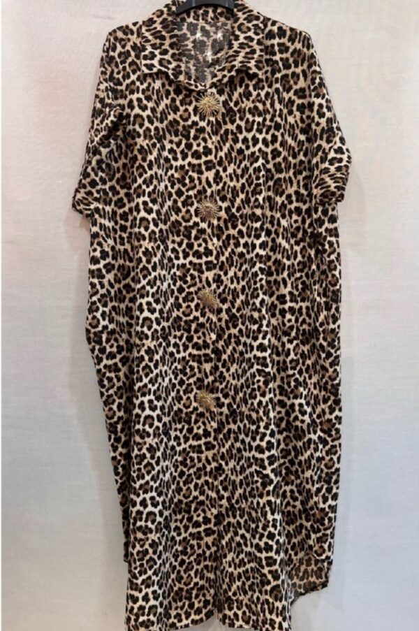 Robe grande taille imprimé animale léopard 38/48 broches boutons
