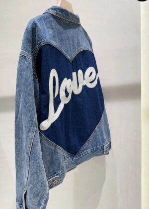 Veste en jeans LOVE brodée oversize