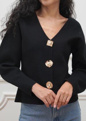 Gilet noir avec boutons or gold