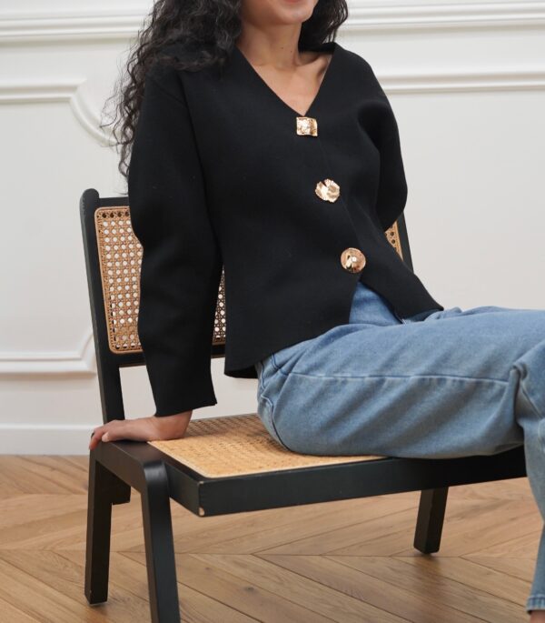 Gilet noir avec boutons or gold – Image 3