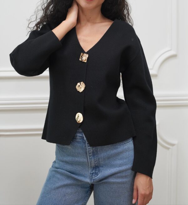 Gilet noir avec boutons or gold – Image 4