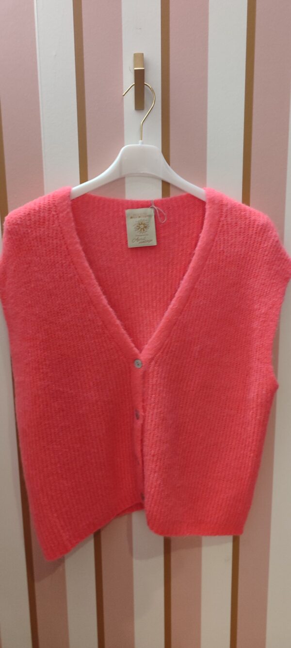 Gilet sans manches April Vintage corail fluo