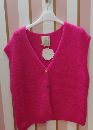 Gilet sans manches April Vintage rose fluo
