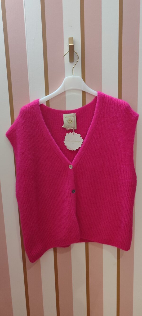Gilet sans manches April Vintage rose fluo