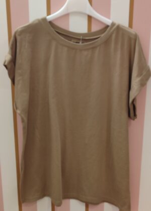 Tee-shirt April Vintage camel col rond petites manches