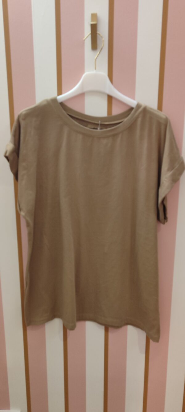 Tee-shirt April Vintage camel col rond petites manches