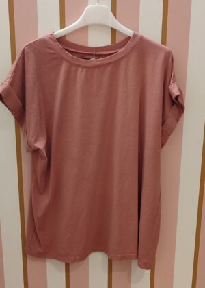 Tee-shirt April Vintage vieux rose col rond petites manches