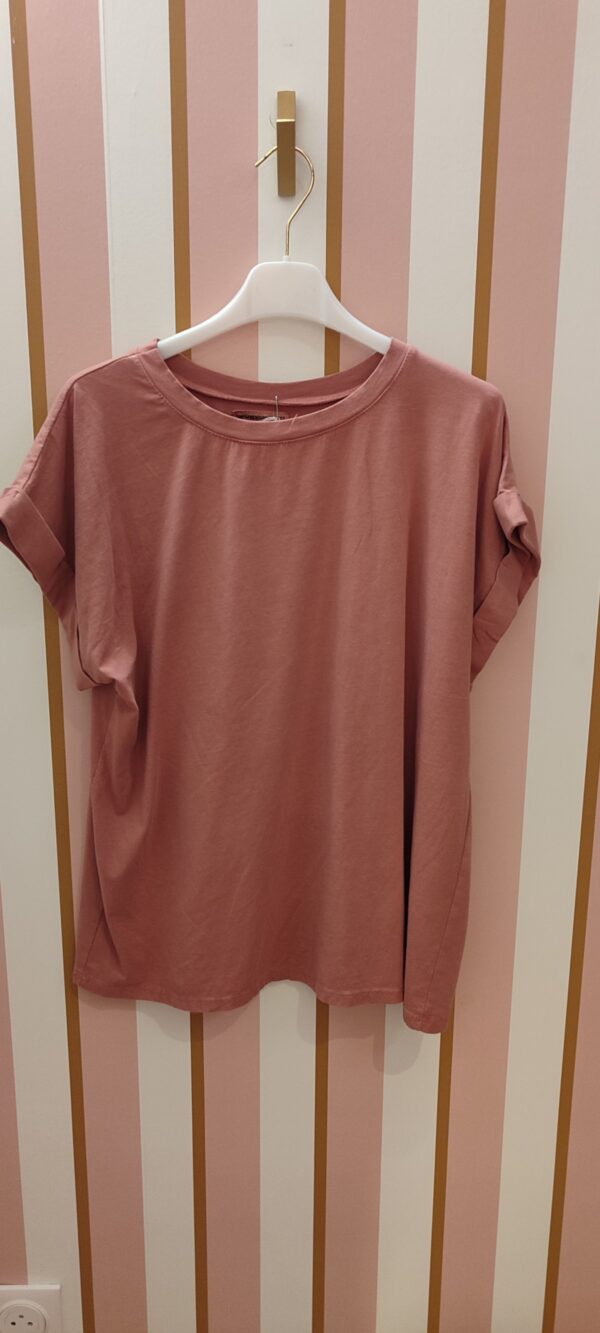 Tee-shirt April Vintage vieux rose col rond petites manches