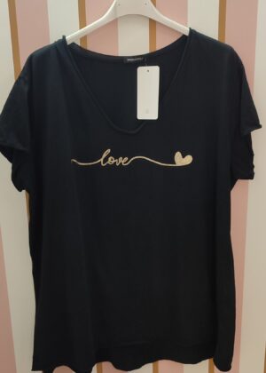 Tee-shirt grande taille noir love coeur