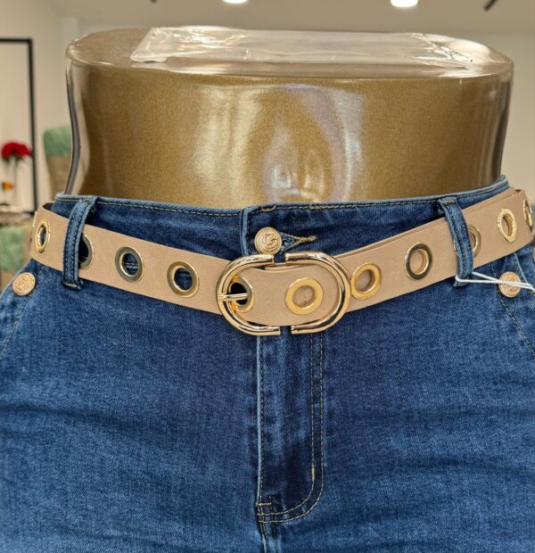 Ceinture grande taille beige et dorée