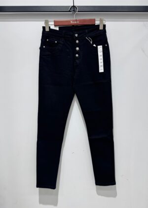 Jeans grande taille boutond décoratifs noir stretch
