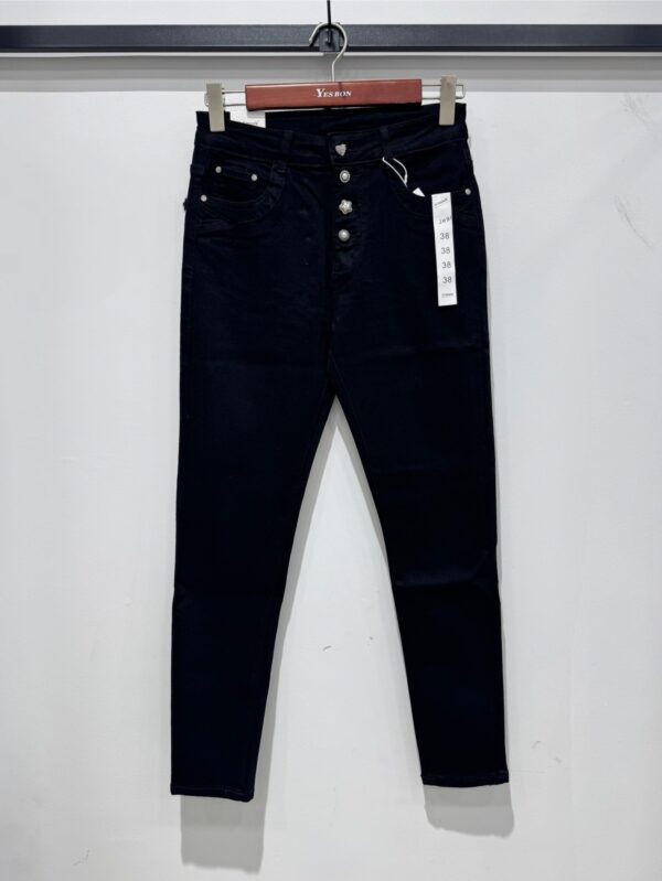 Jeans grande taille boutond décoratifs noir stretch