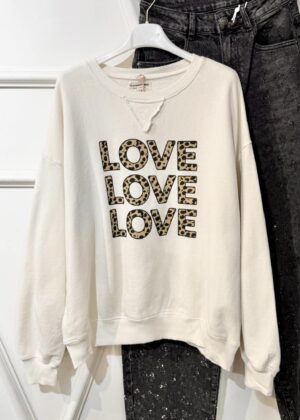 Sweat April Vintage love leopard couleur écru