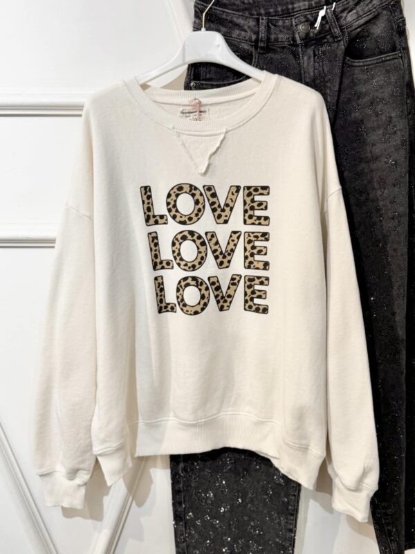 Sweat April Vintage love leopard couleur écru