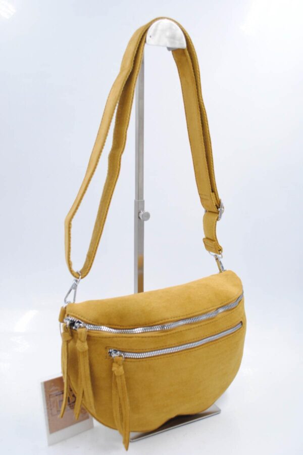 Sac banane bandoulière velours moutarde – Image 4